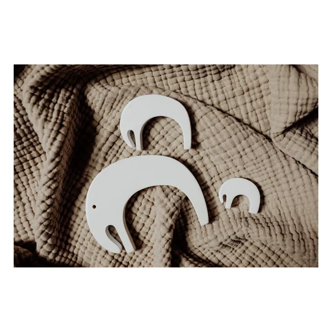 Elefante da impilare, in legno. | Bianco