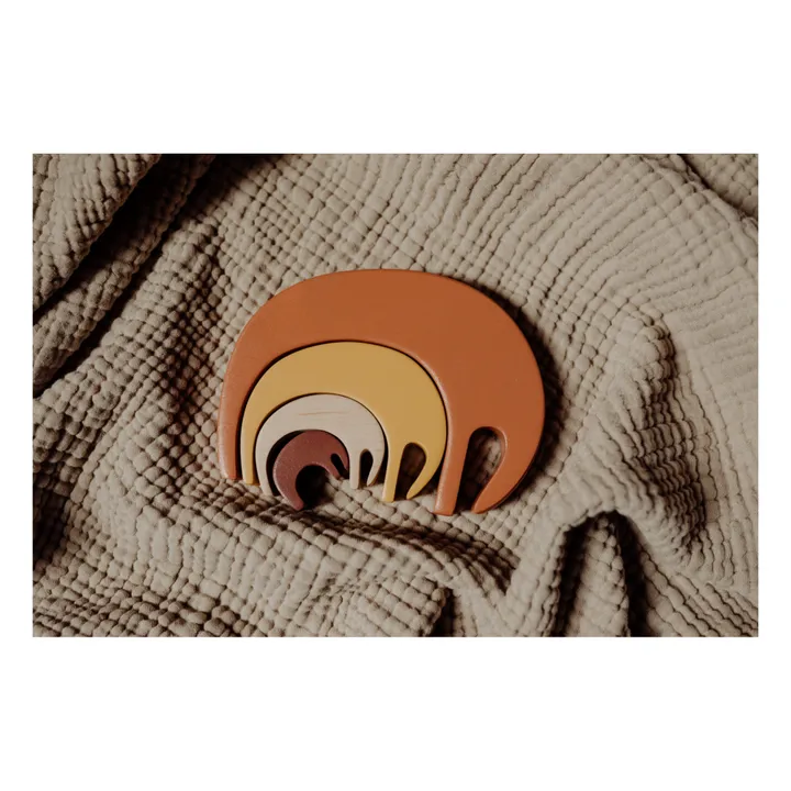 Elefante da impilare, in legno. | Terracotta- Immagine del prodotto n°1