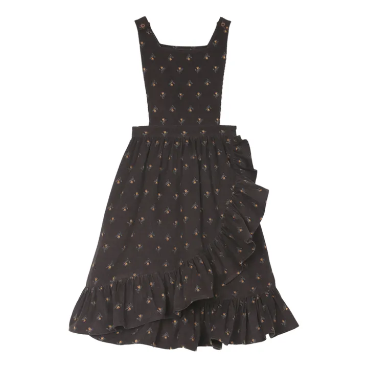 Daffodils Velvet Pinafore Dress | Charcoal grey- Product image n°0