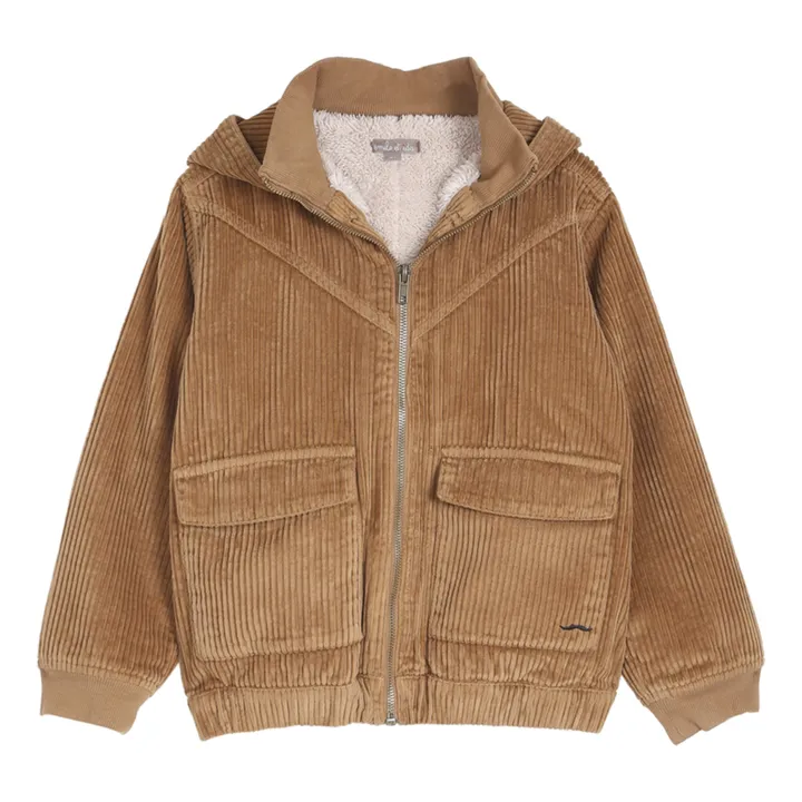 Fur Lined Corduroy Jacket | Camel- Product image n°0