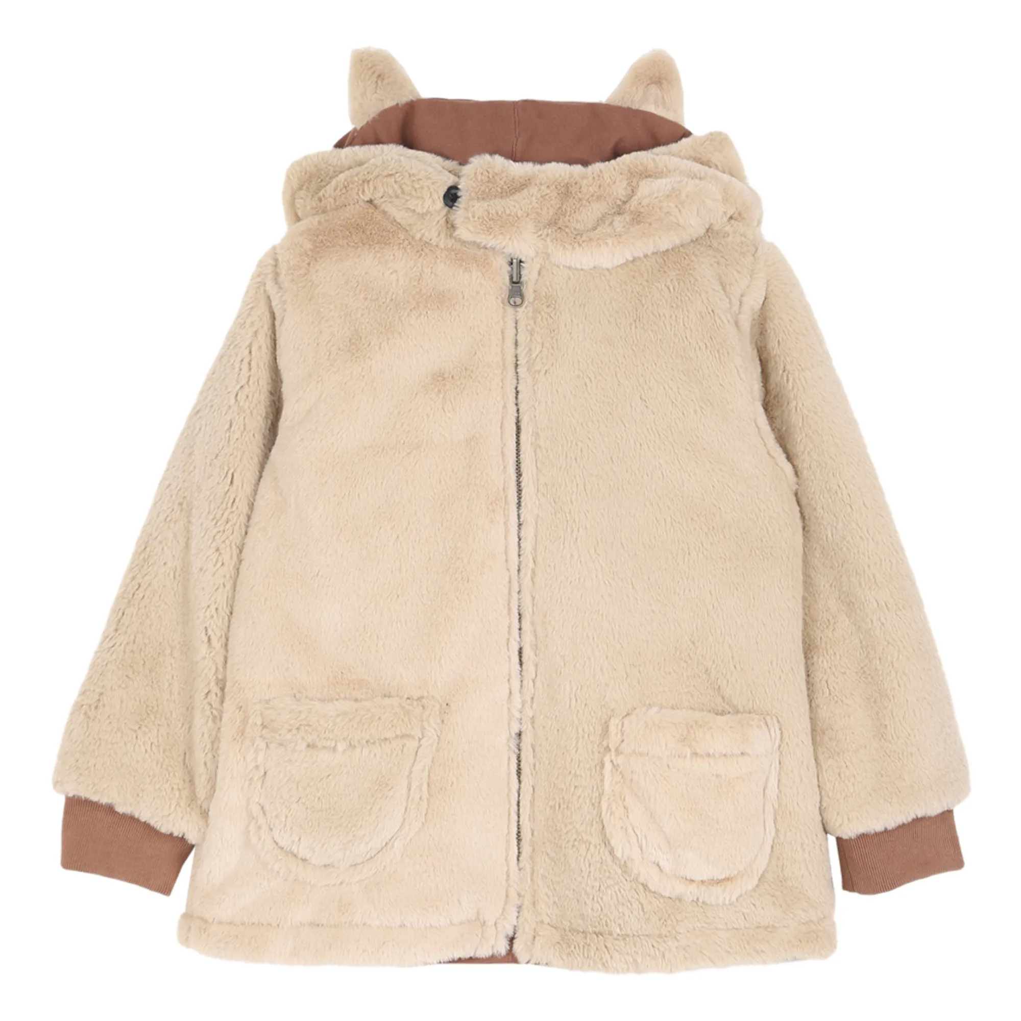 Emile Et Ida Caramel Reversible Faux Fur Parka