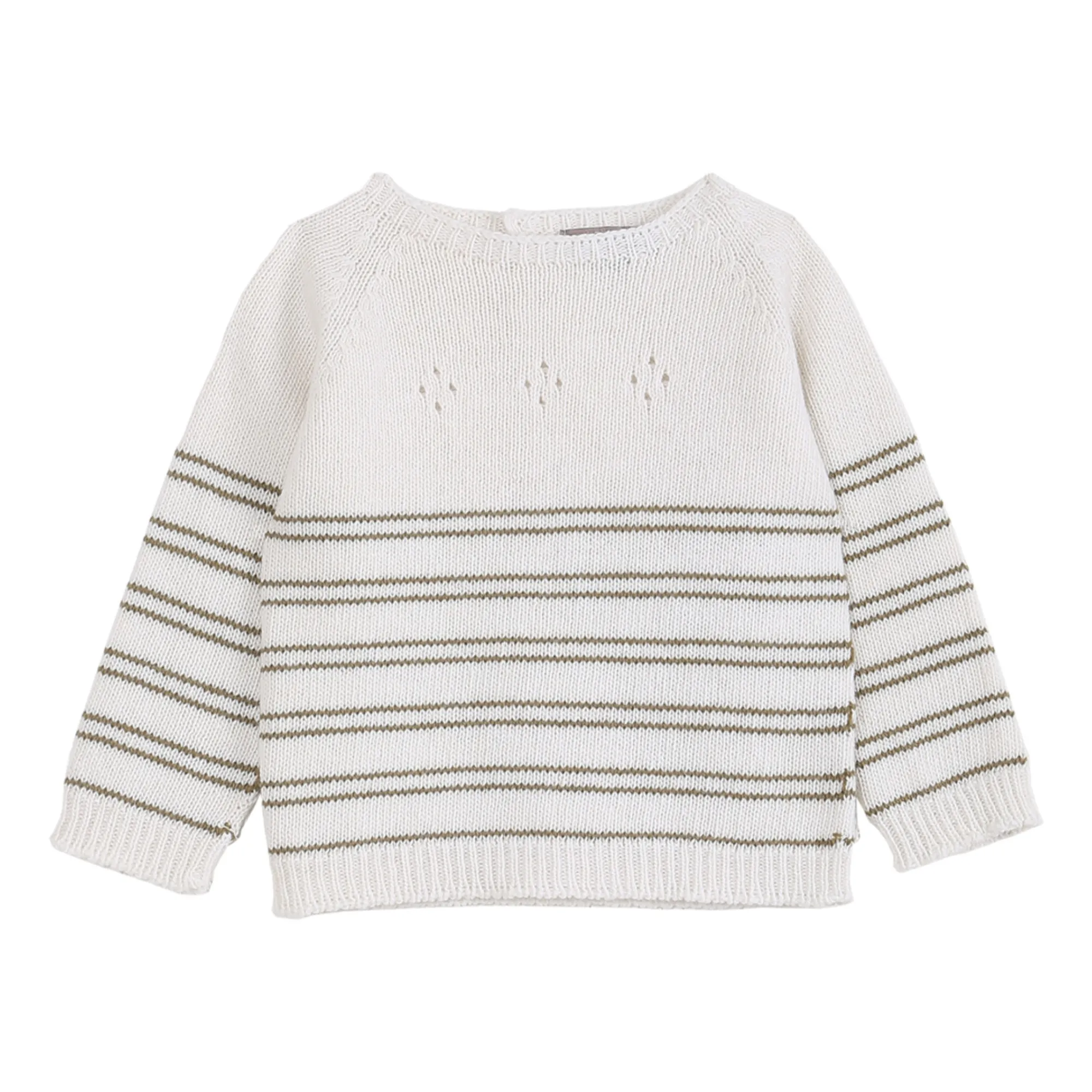 Emile Et Ida Ecru Striped Merino Wool And Cashmere Jumper