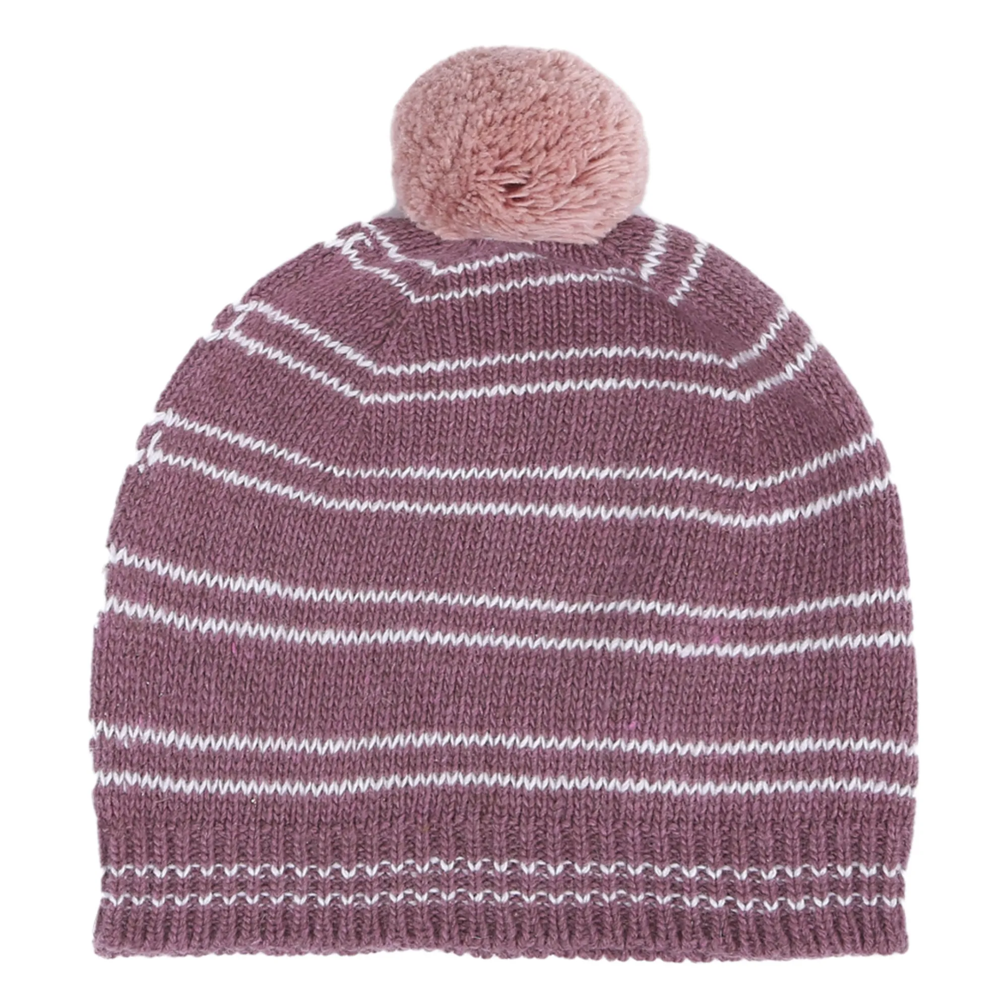 Emile Et Ida Mauve Striped Merino Wool And Cashmere Beanie