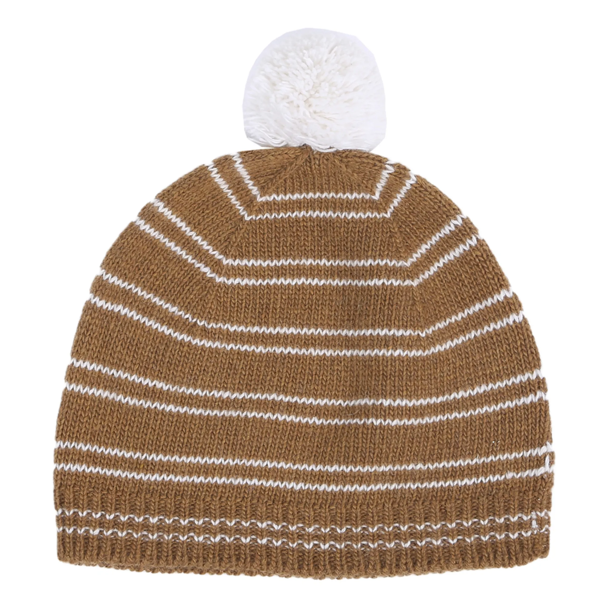 Emile Et Ida Caramel Striped Cashmere And Wool Beanie