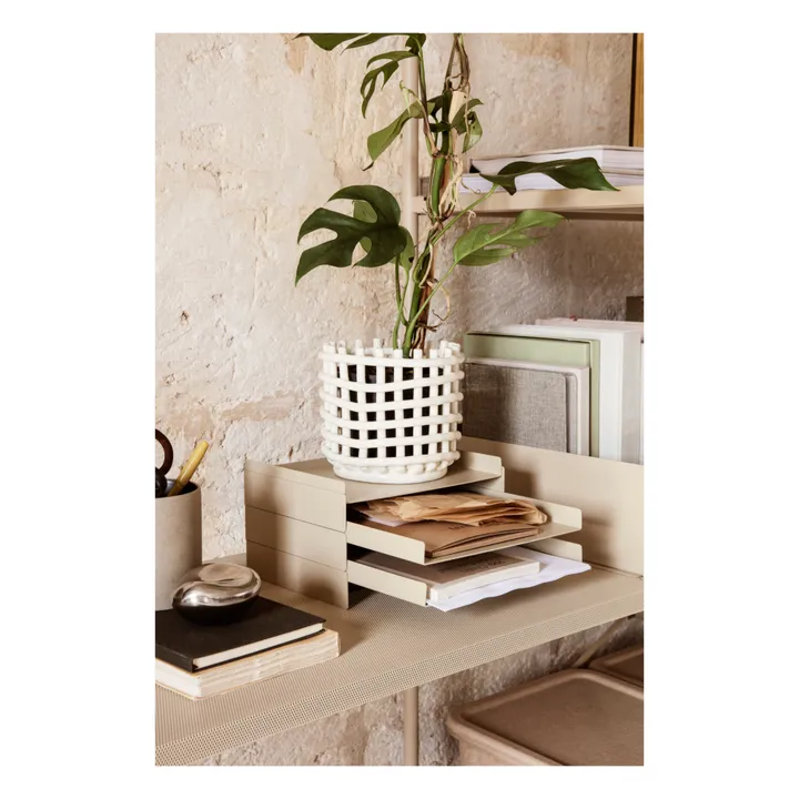 Organiseur de bureau en métal  | Beige- Image produit n°1