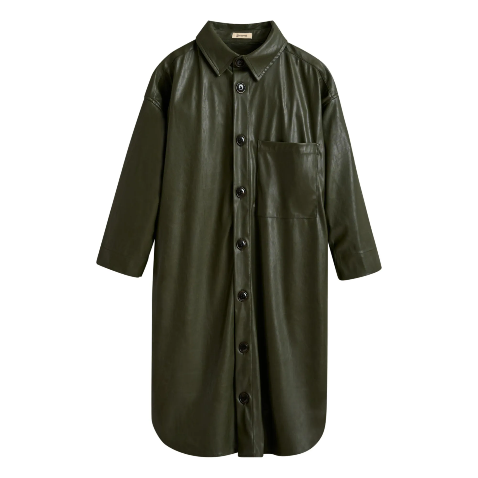 Bellerose Khaki Arrow Vegan Leather Shirt Dress