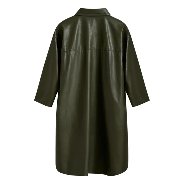 Arrow Vegan Leather Shirt Dress | Khaki