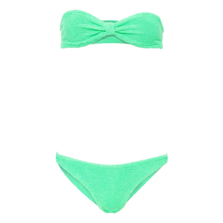 Costume 2 Pezzi in cotone a righe Jeans Bikini | Verde fluo- Immagine del prodotto n°0