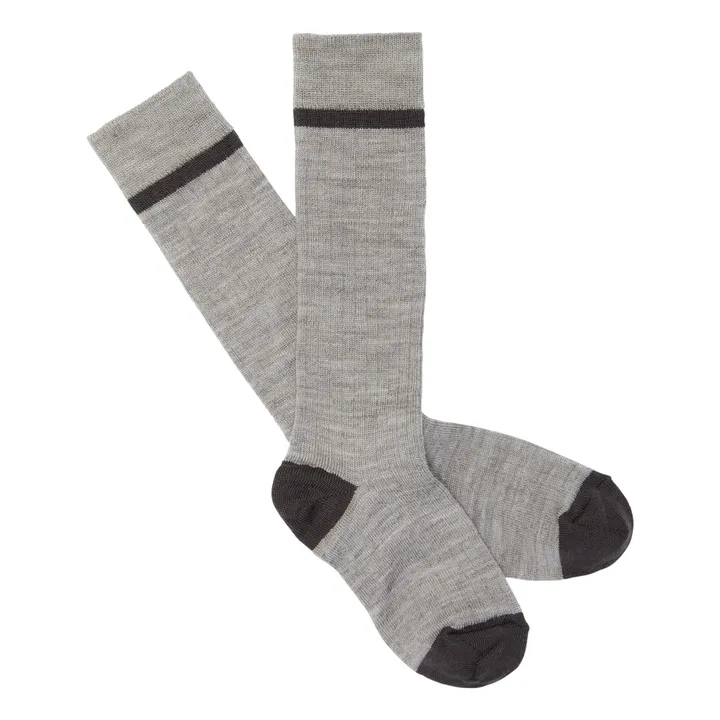 Lote de 2 pares de calcetines altos de lana extra fina | Gris Topo- Imagen del producto n°2