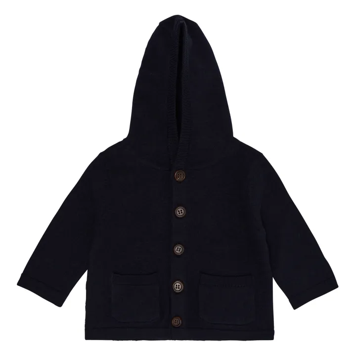 Felted Wool Hood Jacket | Navy blue- Product image n°0