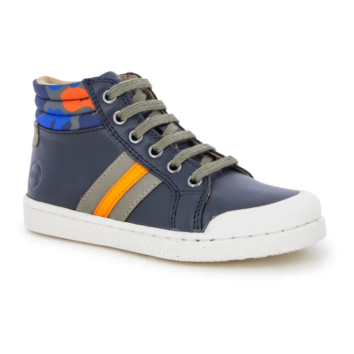 Striped Zip-Up Sneakers | Navy blue- Product image n°1