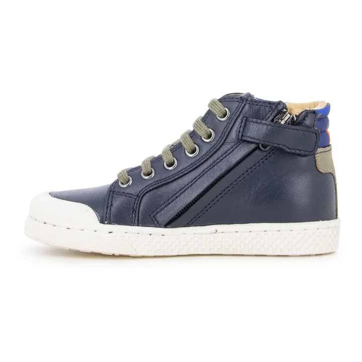 Striped Zip-Up Sneakers | Navy blue- Product image n°2