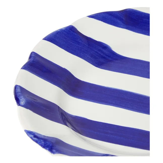 Assiette rayures - 16 cm | Bleu