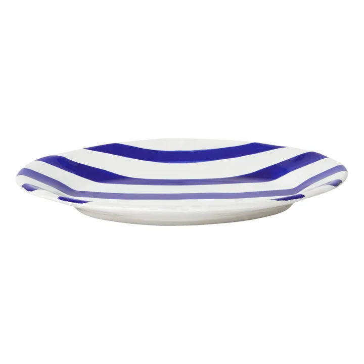 Plato ovalado rayas - 35 cm | Azul- Imagen del producto n°1