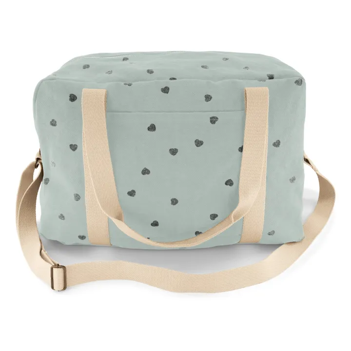 Sac à langer Raphaël imprimé cœurs | Bleu ciel- Image produit n°0
