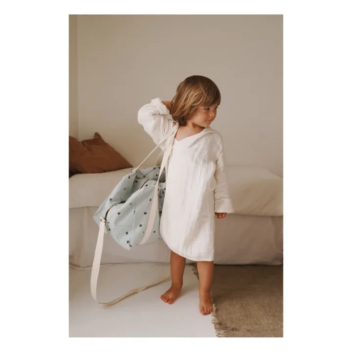 Sac à langer Raphaël imprimé cœurs | Bleu ciel- Image produit n°5