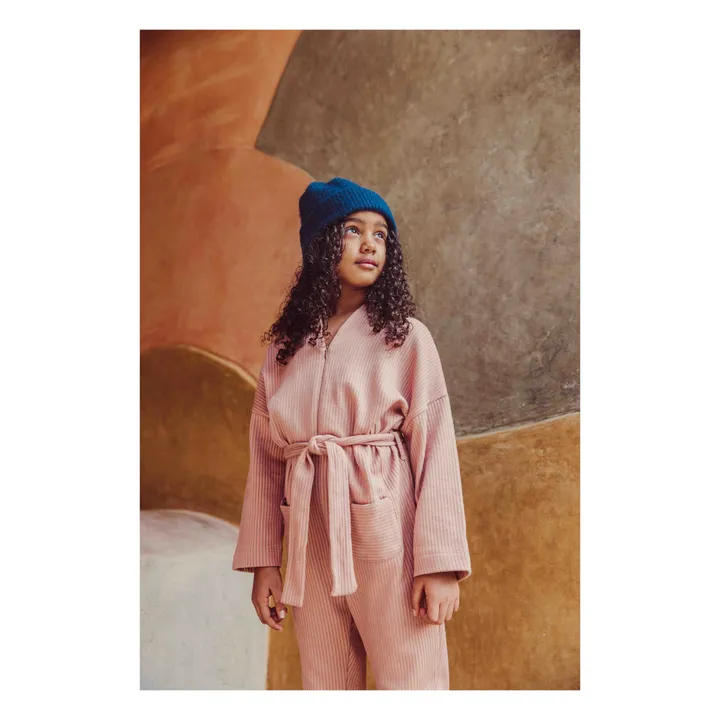 Kimono Organic Cotton Towelling Jumpsuit | Powder pink- Product image n°5