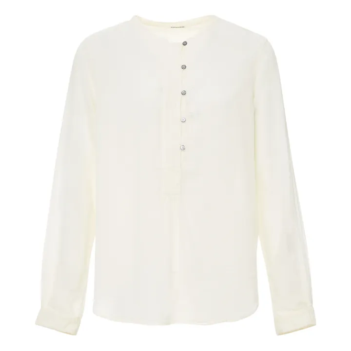 Cotton and Wool Buttoned Blouse  | White- Product image n°0