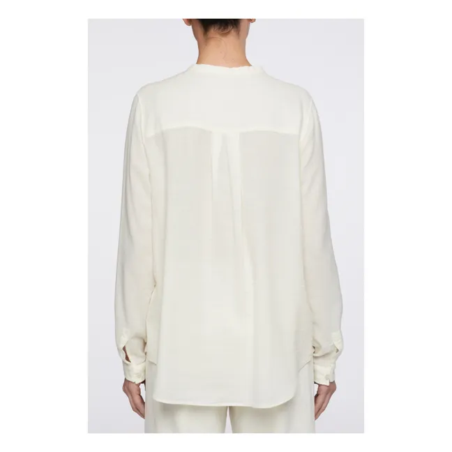Cotton and Wool Buttoned Blouse  | White