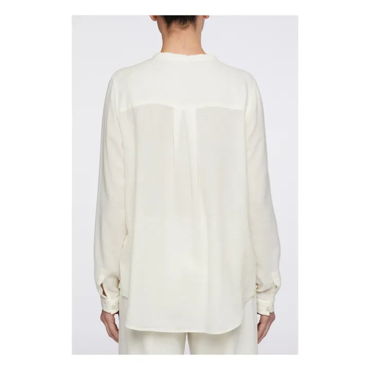 Cotton and Wool Buttoned Blouse  | White- Product image n°2