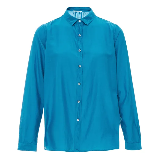 Camisa viscosa y seda | Azul