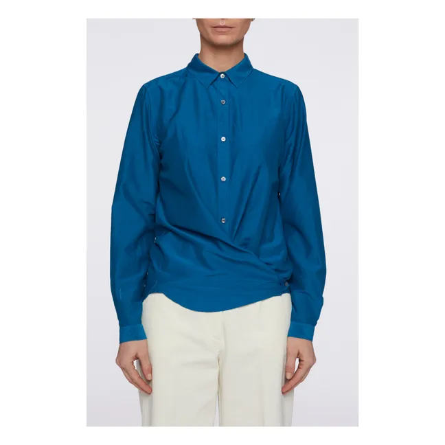Camisa viscosa y seda | Azul