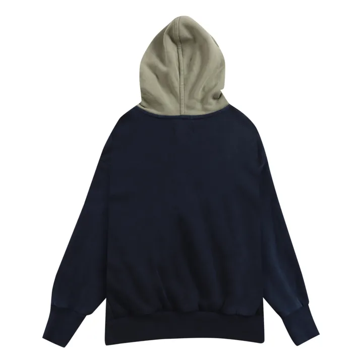 Sweatshirt mit Reißverschluss und Kapuze Bio-Baumwolle Dreifarbig | Nachtblau- Produktbild Nr. 9
