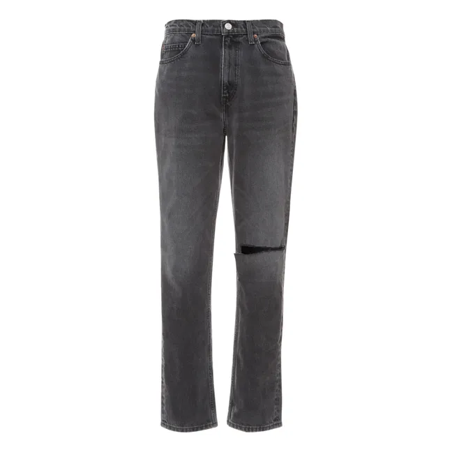 Jeans 70's Straight | Worn Black With Rip