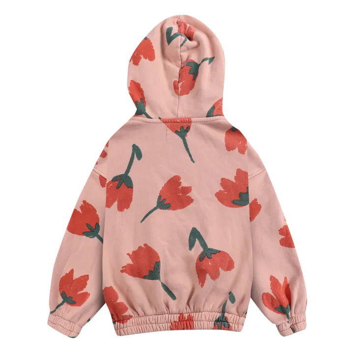 Tulips Organic Cotton Zipped Hooded Sweatshirt | Pink- Product image n°7