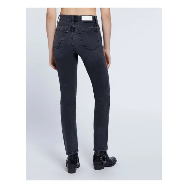 70's Straight Jeans  | Worn Black With Rip