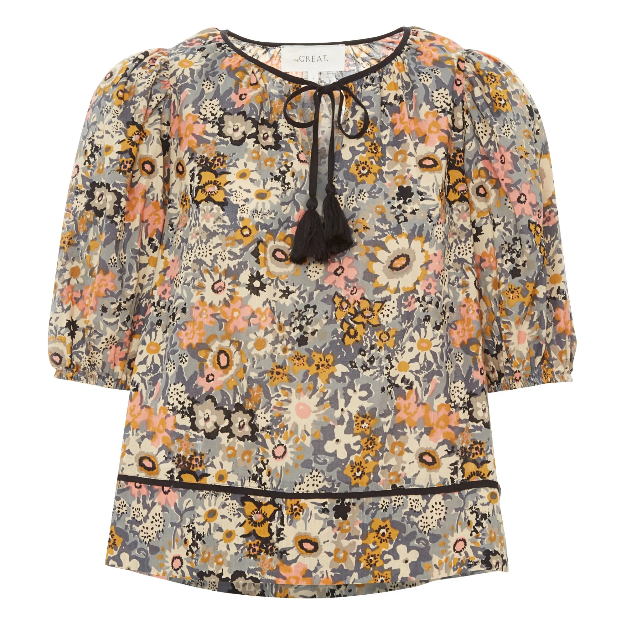 The Great Ecru The Tassel Tie Wildflower Blouse