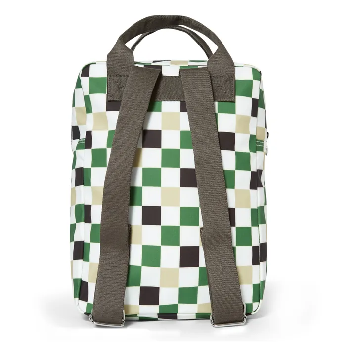 Large Checked Recycled Plastic Backpack  | Green- Product image n°2