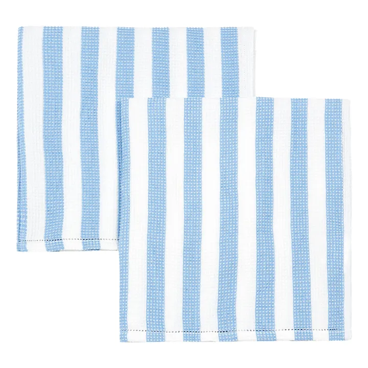 Mantas Leah de algodón orgánico - Juego de 2 | Azul- Imagen del producto n°1