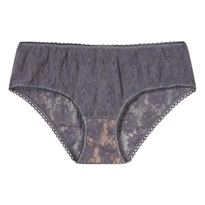 Amaca Stretch Lace Knickers | Charcoal grey- Product image n°0