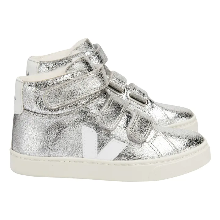 Veja Esplar High-Top Velcro Fur-Lined Sneakers Silver Smallable