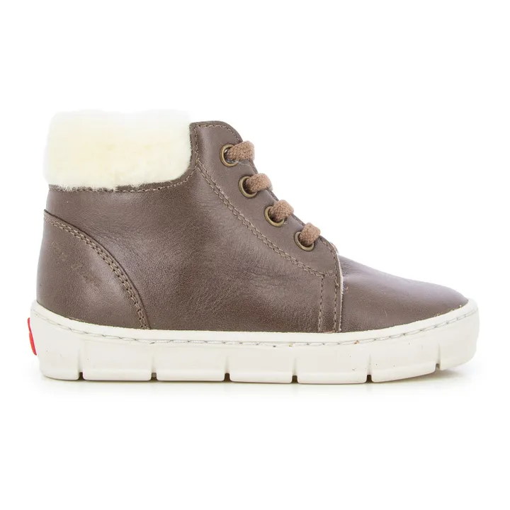 Start Top Zip Fur-Lined Sneakers | Taupe brown- Product image n°0