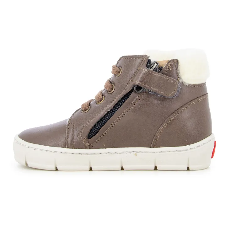 Start Top Zip Fur-Lined Sneakers | Taupe brown- Product image n°2