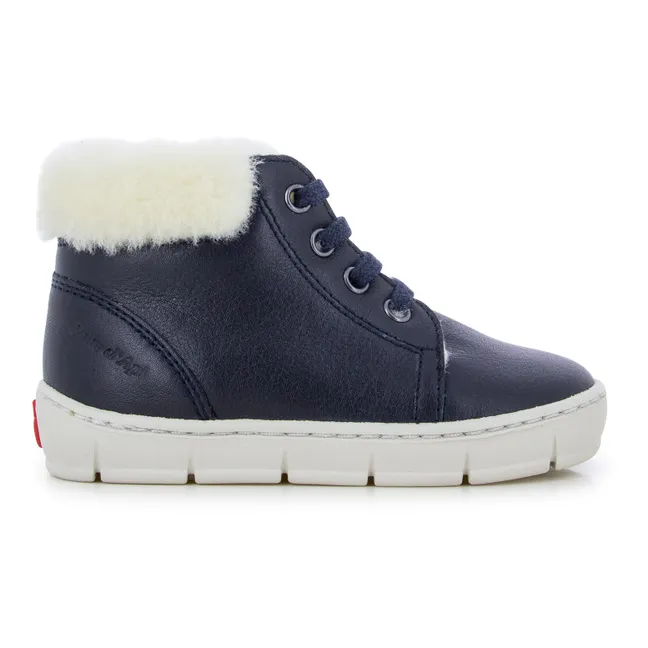 Start Top Zip Fur-Lined Sneakers | Navy blue