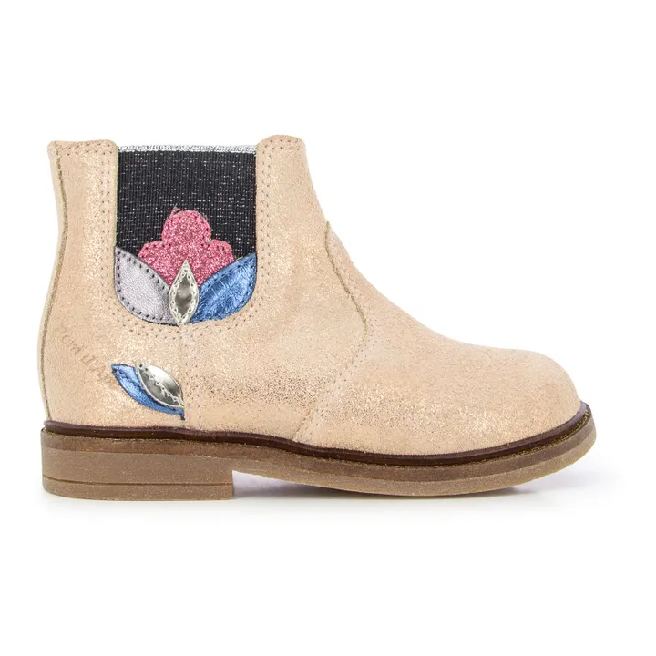 Boots Retro Stitch Fleuries Zip | Or rose- Image produit n°0
