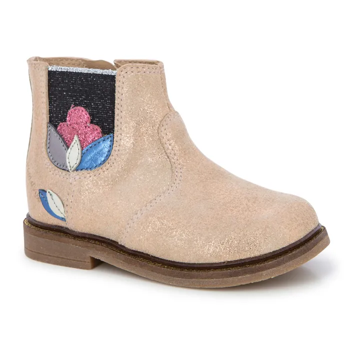 Boots Retro Stitch Fleuries Zip | Or rose- Image produit n°1