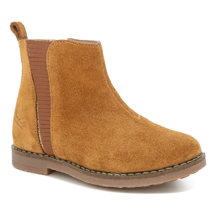 Trip Zip-Up Fringe Suede Boots | Yellow Curry colour- Product image n°1