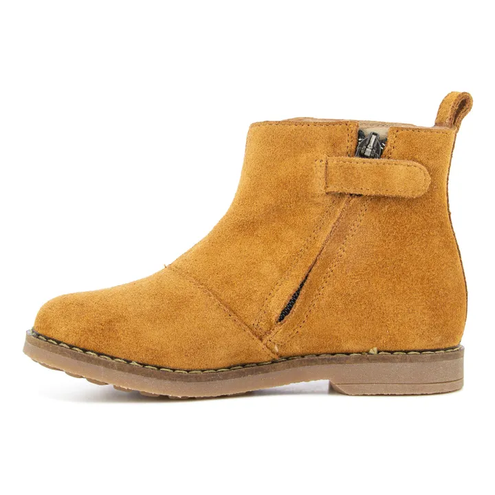 Trip Zip-Up Fringe Suede Boots | Yellow Curry colour- Product image n°2
