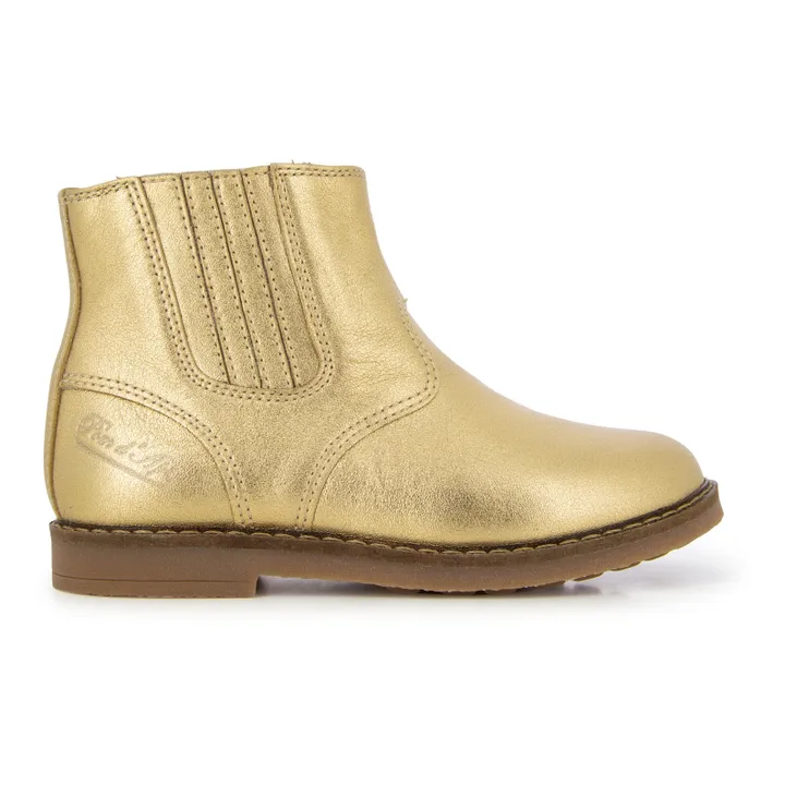 Trip Jod Zip-Up Metallic Leather Boots | Gold- Product image n°0