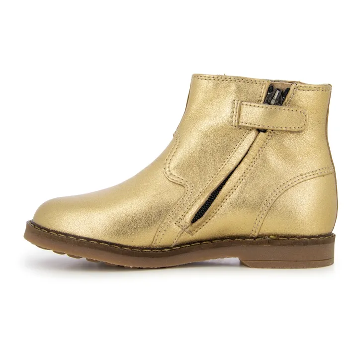 Trip Jod Zip-Up Metallic Leather Boots | Gold- Product image n°2