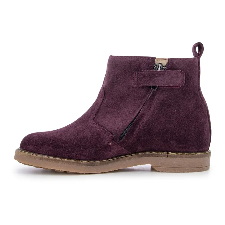 Trip Leaf Zip-up Suede Boots | Plum- Product image n°2