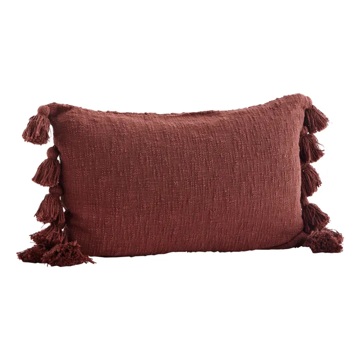 Fodera per cuscino, con pompon | Rosso scuro- Immagine del prodotto n°0