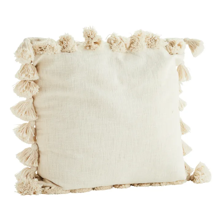Housse de coussin avec pompons | Blanc- Image produit n°0