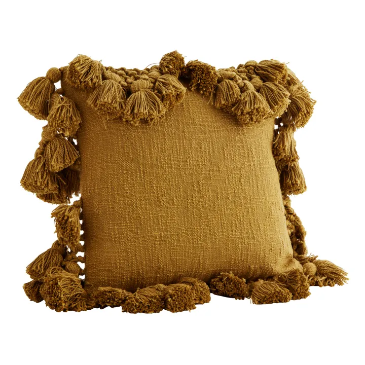 Fodera per cuscino, con pompon | Camel- Immagine del prodotto n°0