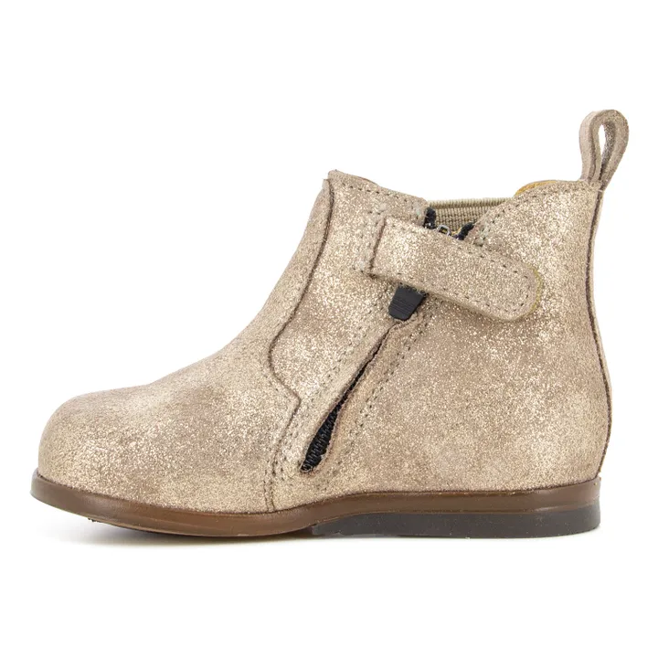 Zeus Stretch Zip-Up Glitter Booties | Taupe brown- Product image n°1