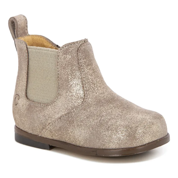 Zeus Stretch Zip-Up Glitter Booties | Taupe brown- Product image n°2
